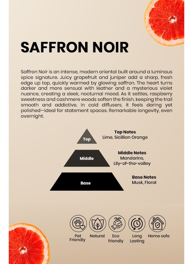 Scentscircle Saffron Noir Fragrance Diffuser Oil 250ml with Lime & Sicilian Orange | Mandarin & Lily-of-the-Valley Heart | Soft Musk & Floral Base for Shops, Home, Spa & Office | Scentscircle - Image 2